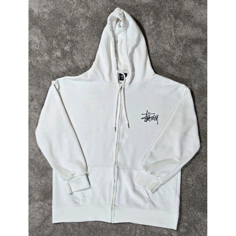 Stussy Basic Stüssy Zip-Up - Hoodie / Sweater - White - SZ Men's Large - *CLEAN*